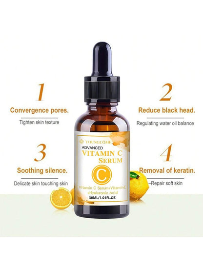 سيروم الوجه فيتامين C 30 مل ، إصلاح عميق وترطيب ، تركيبة مغذية ومنشطة للعناية بالبشرة