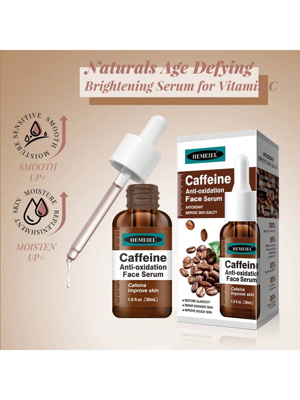 تجميل الوجة مصل ، 30 مل سيروم فيتامين سي والكافيين للوجه، ينعم التجاعيد ويقلل من علامات الشيخوخة مناسب للنساء والرجال