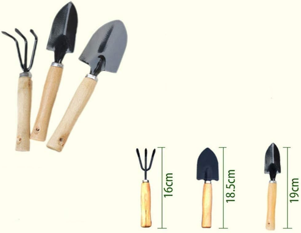 3 قطع من ادوات البستنة الصغيرة، مجرفة بمقبض خشبي صغير، اداة بستنة، مجرفة يدوية للاستخدام في الاماكن المغلقة والبستنة المنزلية الصغيرة والنباتات والزهور