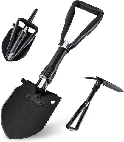 مجرفة تخييم قابلة للطي من اوكولكمب، مجرفة نجاة شديدة التحمل مصنوعة من خليط معدني من الستيل مقاس 18.1 انش مع حافة منشار خشبي، مجرفة تكتيكية للطرق الوعرة والبستنة وحقائب الظهر وحالات الطوارئ في السيارة