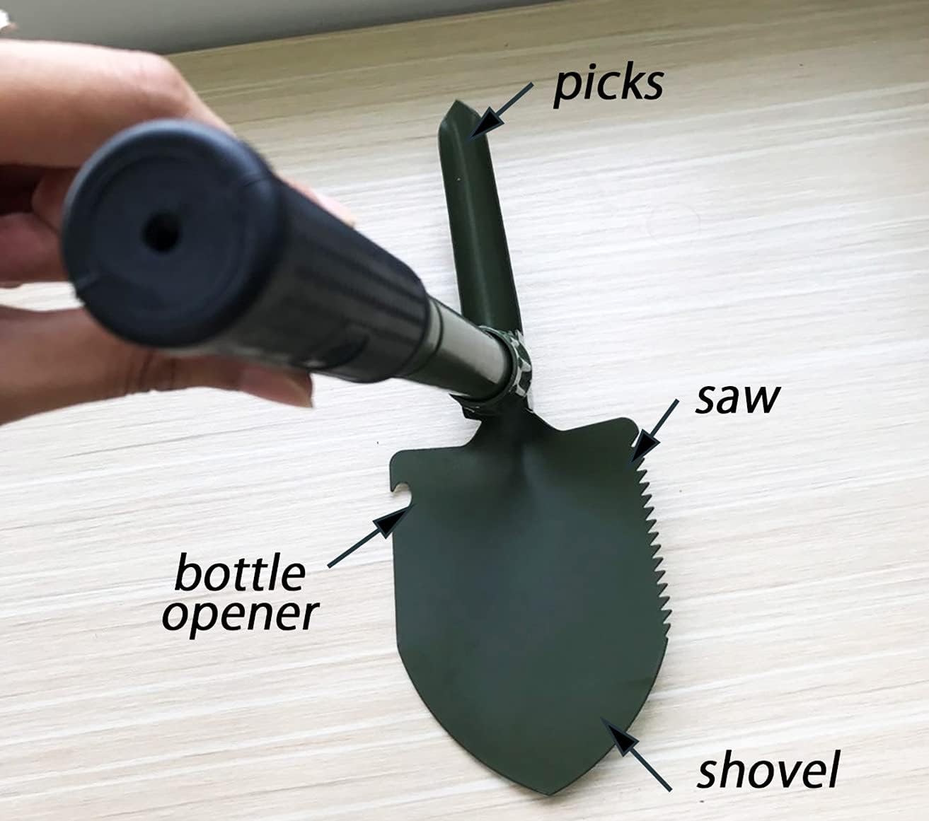 مجرفة قابلة للطي، مجرفة صغيرة متعددة الوظائف قابلة للطي للنجاة، اداة حفر محمولة للبستنة والتخييم والمشي لمسافات طويلة وشنطة الظهر وصيد الاسماك