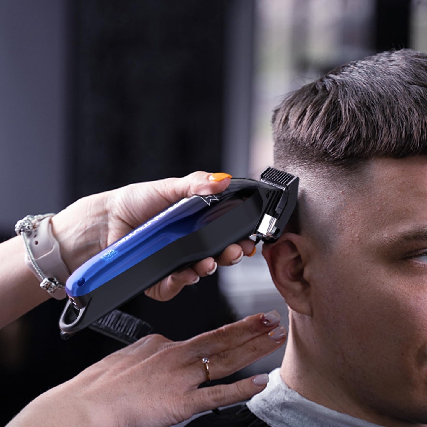 سوبرينت ماكينة حلاقة الشعر للرجال، مجموعة ماكينة حلاقة شعر لاسلكية مع نوع سي قابلة لاعادة الشحن، 7000 دورة في الدقيقة