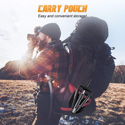 مجرفة تخييم قابلة للطي من اوكولكمب، مجرفة نجاة شديدة التحمل مصنوعة من خليط معدني من الستيل مقاس 18.1 انش مع حافة منشار خشبي، مجرفة تكتيكية للطرق الوعرة والبستنة وحقائب الظهر وحالات الطوارئ في السيارة