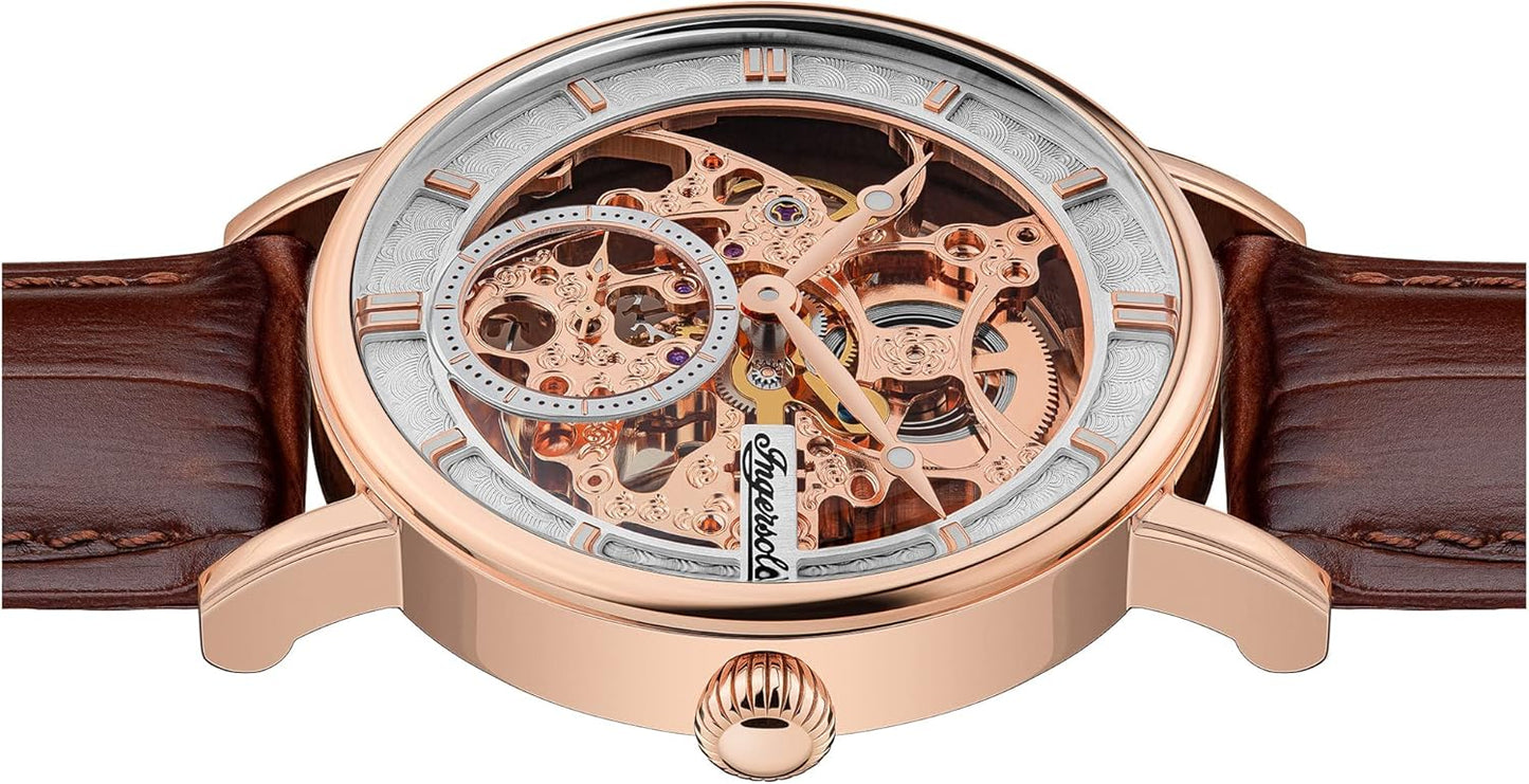 Ingersoll Men's The Herald Automatic Watch with Skeleton Dial and Brown Leather Strap I00401