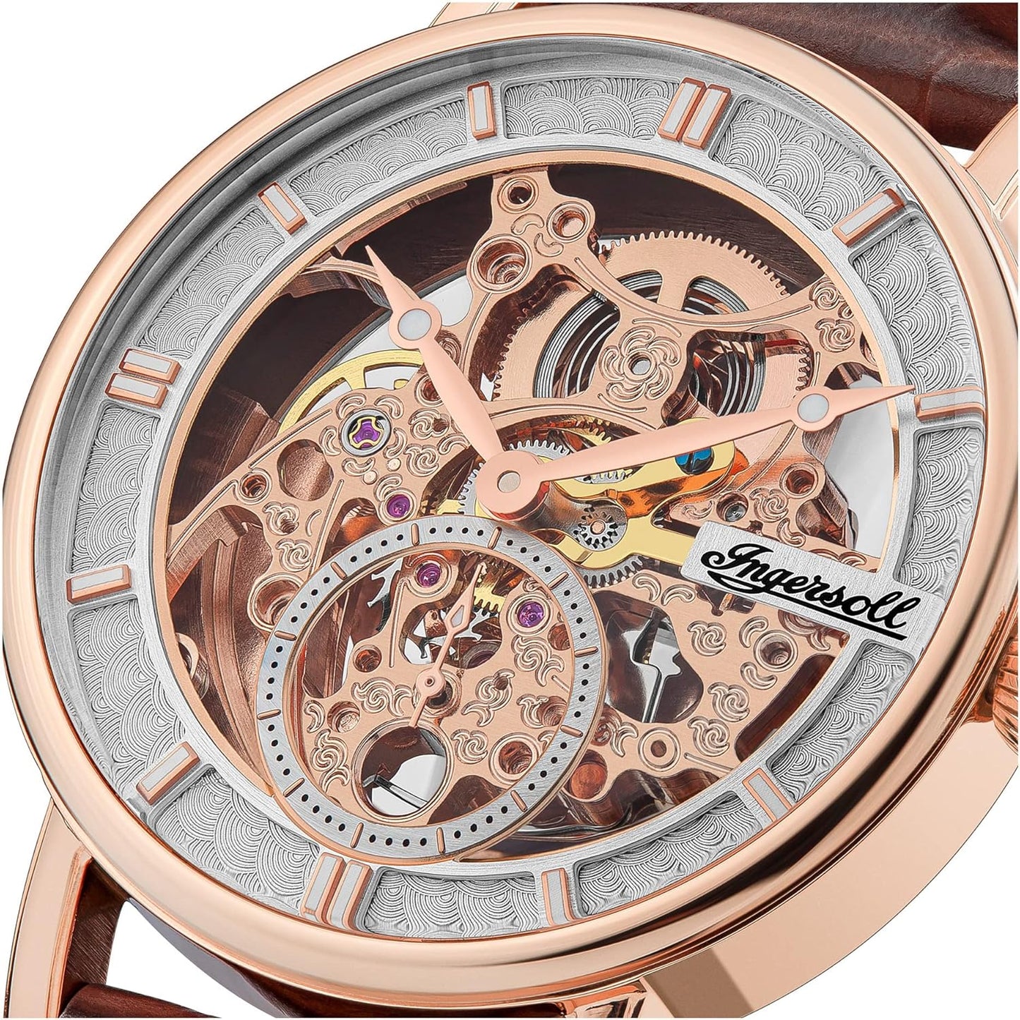 Ingersoll Men's The Herald Automatic Watch with Skeleton Dial and Brown Leather Strap I00401