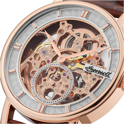 Ingersoll Men's The Herald Automatic Watch with Skeleton Dial and Brown Leather Strap I00401