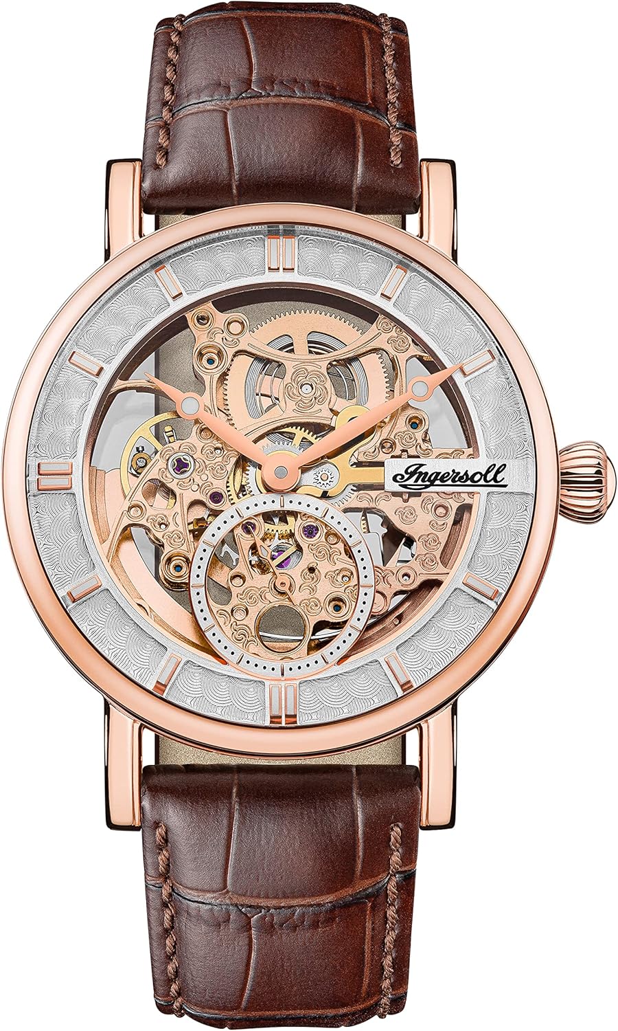 Ingersoll Men's The Herald Automatic Watch with Skeleton Dial and Brown Leather Strap I00401